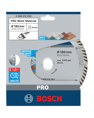 Алмазный круг Bosch PRO Multi Material 180х22.23х2.4х10 мм