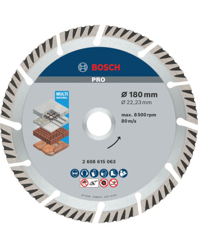 Алмазный круг Bosch PRO Multi Material 180х22.23х2.4х10 мм