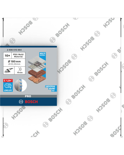 Алмазний круг Bosch PRO Multi Material 180х22.23х2.4х10 мм, 10 шт