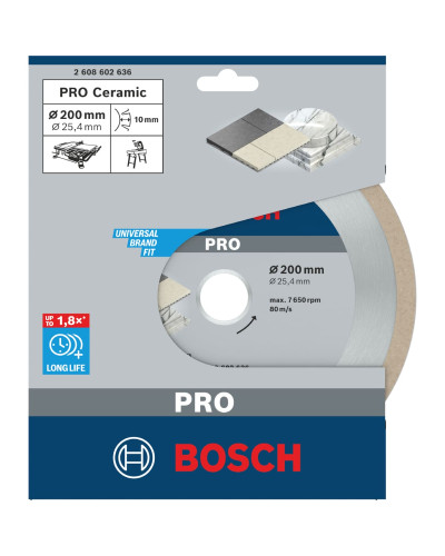 Алмазный круг Bosch PRO Ceramic 200x25.40x2.2x10 мм