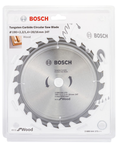 Пиляльний диск Bosch Eco for Wood 190x1.4/2.2x20/16 мм 24T