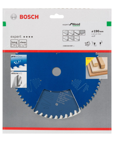 Пиляльний диск Bosch Expert for Wood 190x2.4/1.6xStar, 48 АТB