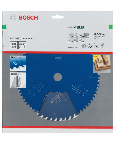 Пиляльний диск Bosch Expert for Wood 220x2.6/1.6x30 мм, 48 АТB