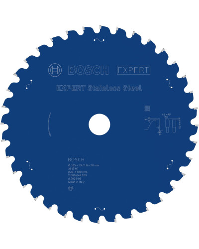 Пиляльний диск Bosch Expert Stainless Steel 185x1.9/1.6x20 мм T36