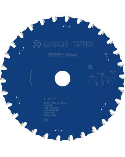 Пиляльний диск Bosch Expert Steel 160x2/1.6x20 мм T30