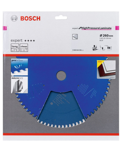 Пильный диск Bosch Expert for High Pressure Laminate 260x2.8/1.8x30 мм, 80 HLTCG