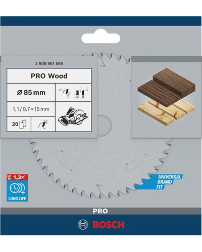 Пиляльний диск Bosch PRO Wood 85x1.1/0.7x15 мм T20