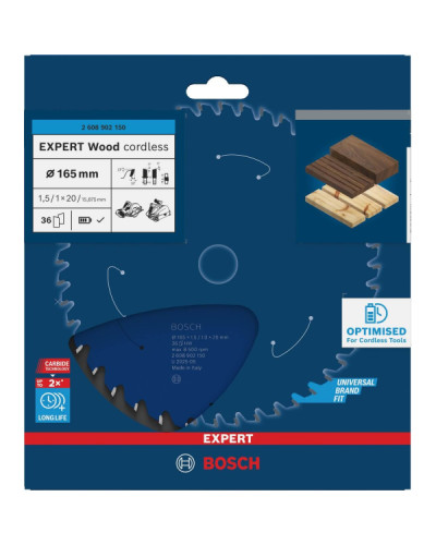 Пиляльний диск Bosch Expert Wood cordless 165x1.5/1x20 мм, Т36