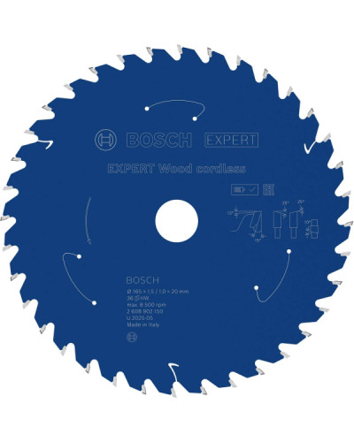 Пиляльний диск Bosch Expert Wood cordless 165x1.5/1x20 мм, Т36