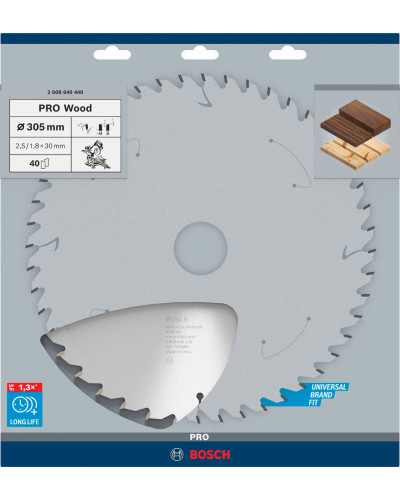 Пиляльний диск Bosch Pro Wood 305x2.5/1.8x30 мм, 40 АТB