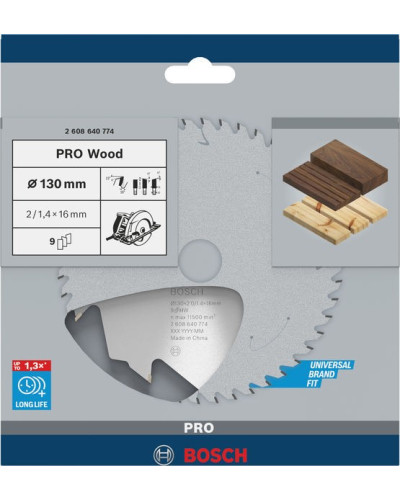Пиляльний диск Bosch PRO Wood 130x2/1.4x16 мм T9