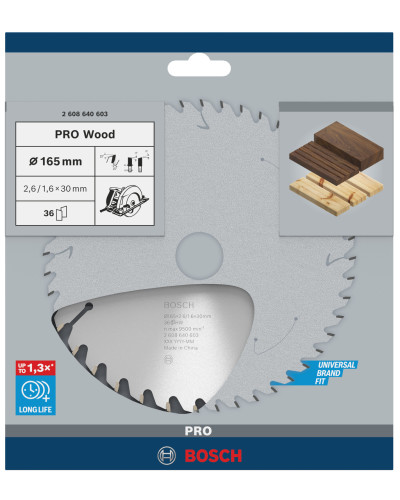 Пиляльний диск Bosch PRO Wood 165x2.6/1.6x30 мм T36