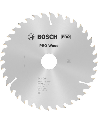 Пиляльний диск Bosch PRO Wood 184x2.6/1.6x30 мм T36