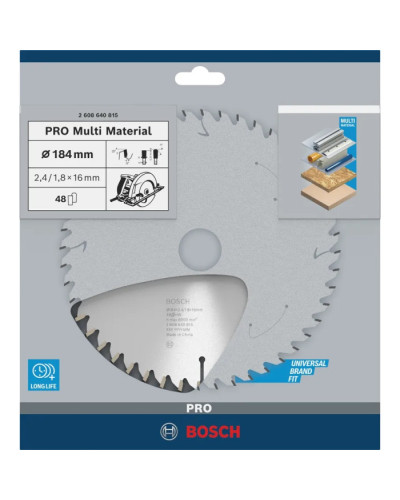 Пиляльний диск Bosch PRO Multi Material 184х2.4/1.8х16 мм Т48