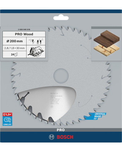 Пиляльний диск Bosch PRO Wood 200x2.8/1.8x30 мм T24