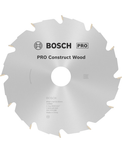 Пиляльний диск Bosch PRO Construct Wood 180x2.6/1.6x30 мм Т12