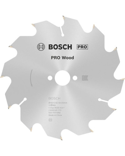 Пиляльний диск Bosch PRO Wood 160x2.6/1.6x20/16 мм T12