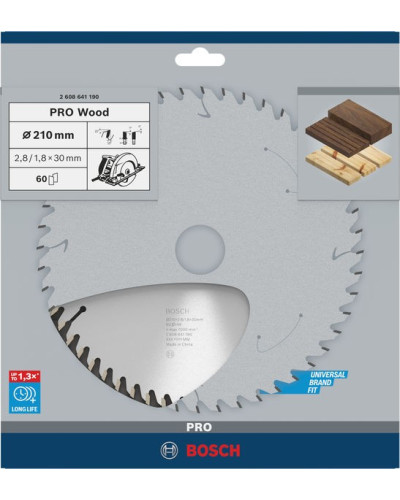 Пиляльний диск Bosch PRO Wood 210x2.8/1.8x30 мм T60