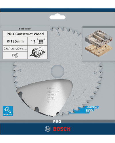 Пиляльний диск Bosch PRO Construct Wood 190x2.6/1.6x20 мм Т12