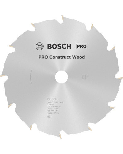 Пиляльний диск Bosch PRO Construct Wood 190x2.6/1.6x20 мм Т12