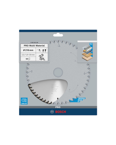 Пиляльний диск Bosch Pro Multi Material 216x2.5/1.8x30 мм, 60 HLTCG
