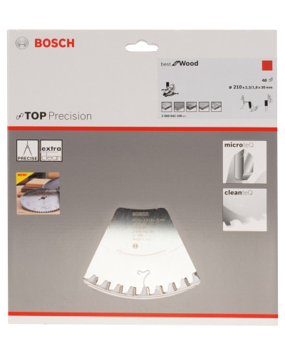 Пиляльний диск Bosch Top Precision Best for Wood 210х2.3/1.8х30 мм Т48
