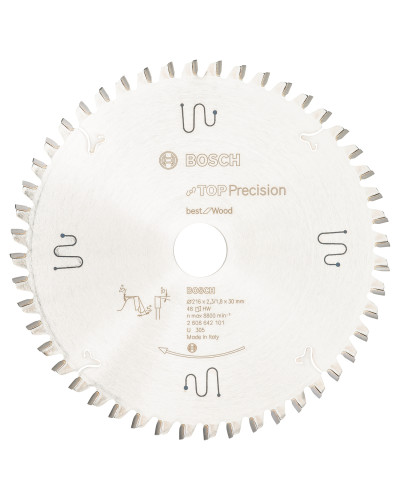 Пиляльний диск Bosch Top Precision Best for Wood 216х2.3/1.8х30 мм Т48