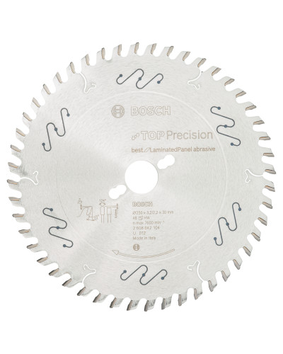 Пильный диск Bosch Top Precision Best for Laminated Panel Abrasive 250х3.2/2.2х30 мм Т48