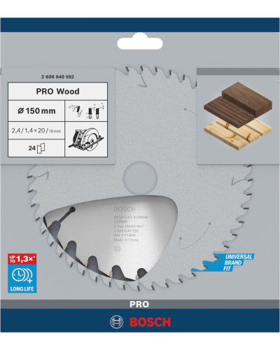 Пиляльний диск Bosch Pro Wood 150x2.4/1.4x20 мм, 24 АТB