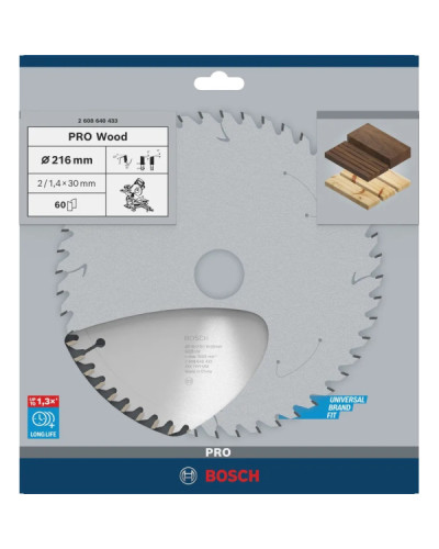 Пильный диск Bosch PRO Wood 216×2×30 мм, 60 ATB