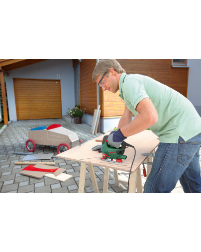 Лобзик Bosch PST 800 PEL Compact з набором 10 пиляльних полотен, у кейсі