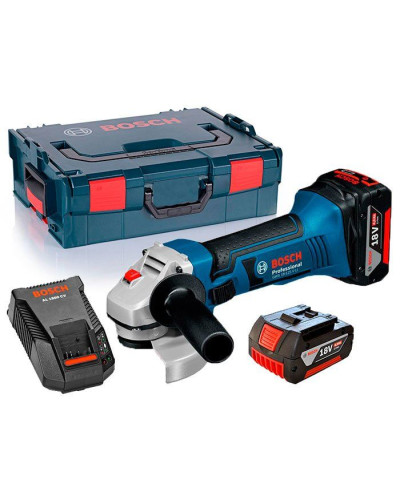Акумуляторна кутова шліфувальна машина Bosch GWS 18-125 V-LI Professional, 2 акб 4.0 Ah, з/п, L-BOXX