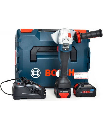 Акумуляторна кутова шліфувальна машина Bosch GWS 18V-10 SC Professional, 2х5Ah, з/п, L-Boxx