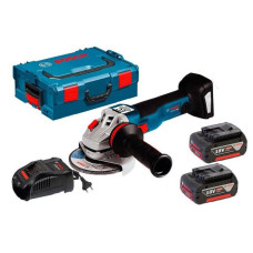 Акумуляторна кутова шліфувальна машина Bosch GWS 18V-10 Professional, 2 акб 18V 5.0Ah, з/у, L-BOXX