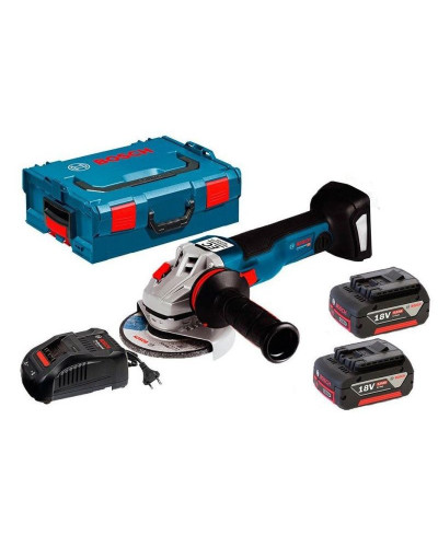 Акумуляторна кутова шліфувальна машина Bosch GWS 18V-10 Professional, 2 акб 18V 5.0Ah, з/у, L-BOXX