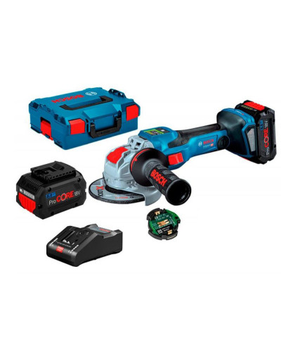 Акумуляторна кутова шліфувальна машина Bosch GWX 18V-15 SC Professional, 2 акб 18V 8.0Ah, з/п GAL 18V-160 C, L-BOXX 136