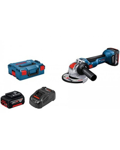 Акумуляторна кутова шліфувальна машина Bosch GWX 18V-10 Professional, 2 акб GBA 18V 5.0Ah, з/п, L-BOXX 136