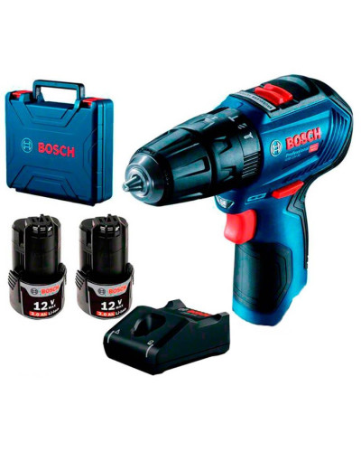 Акумуляторний ударний дриль-шуруповерт Bosch GSB 12V-30 Professional, 2 акб GBA 12V 2Ah, з/п, кейс
