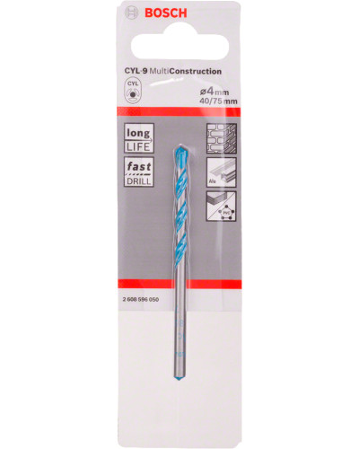 Свердло універсальне Bosch CYL-9 Multi Construction 4х40х75 мм, 3,8 мм 2608596050