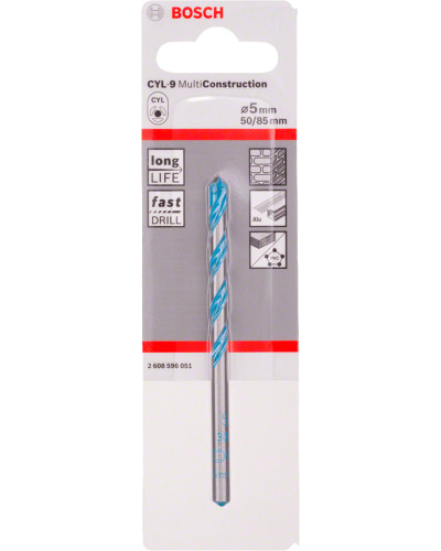 Свердло універсальне Bosch CYL-9 Multi Construction 5х50х85 мм, 4.5 мм 2608596051