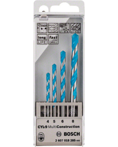 Набір універсальних свердлів Bosch CYL-9 Multi Construction 4, 5, 6, 8 мм 2607018285