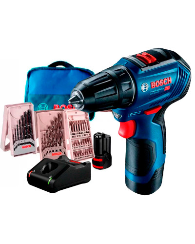 Акумуляторний дриль-шуруповерт Bosch GSR 12V-30 Professional, 2 акб 2 Ah, 3 набори насадок