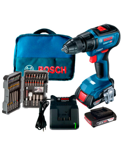 Акумуляторний шуруповерт Bosch GSR 18V-50 Professional, 2 акб 2 Ah, з/в GAL 18V-20, набором 43 біт