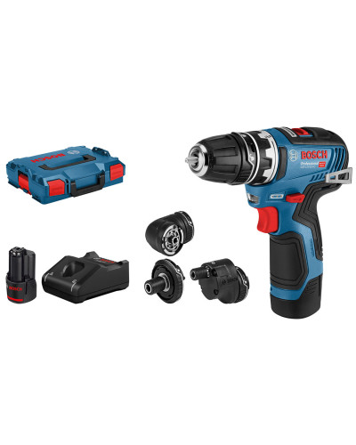 Акумуляторний дриль-шурупокрут Bosch GSR 12V-35 FC Professional, 2 акб GBA 12V 3.0Ah, з/в GAL 12V-40, з 4 адаптерами в L-Boxx 102