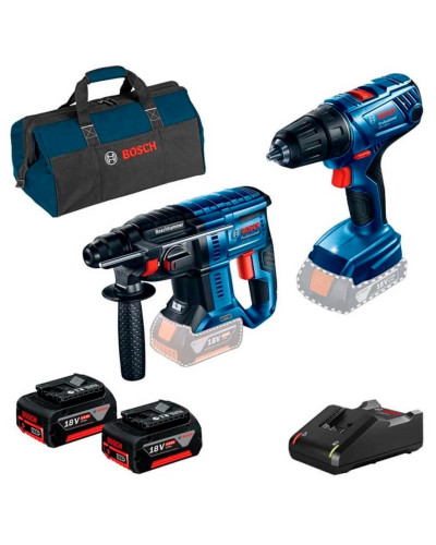 Набір інструментів Bosch Professional перфоратор GBH 180-LI, дриль-шурупокрут GSR 180-LI, 2 акб GBA 18V 4.0Ah, з/в GAL 18V-40 у сумці