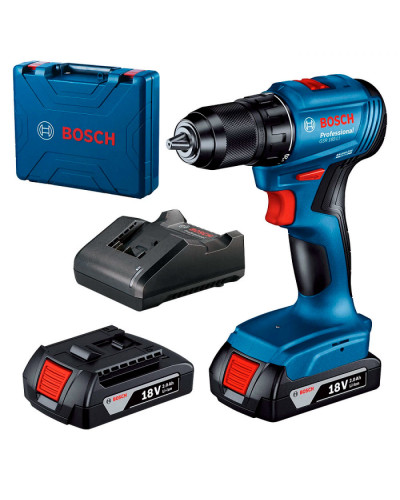 Акумуляторний дриль-шуруповерт Bosch GSR 185-Li Professional, 2 акб GBA 18V 2.0Ah, з/в GAL 18V-20 у кейсі