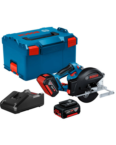 Акумуляторна циркулярна пила Bosch Professional GKM 18V-50, з 2 акб GBA 18V 5.0Ah та з/п GAL 18V-40, у кейсі в L-Boxx 238