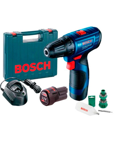 Аккумуляторная дрель-шуруповерт Bosch GSR 120-LI Professional с 2 акб 2 Ah, з/у GAL 1210 CV, набором 24 бит