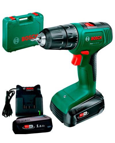 Аккумуляторная дрель-шуруповерт Bosch Easydrill 18V-40 с 2 акб 1.5 Ah, з/у, в кейсе