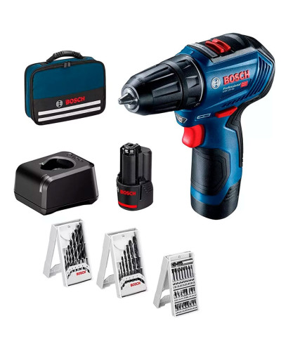 Акумуляторний дриль-шуруповерт Bosch GSR 12V-30 Professional, 2 акб 2 Ah, з/в, три набори свердлів та біт